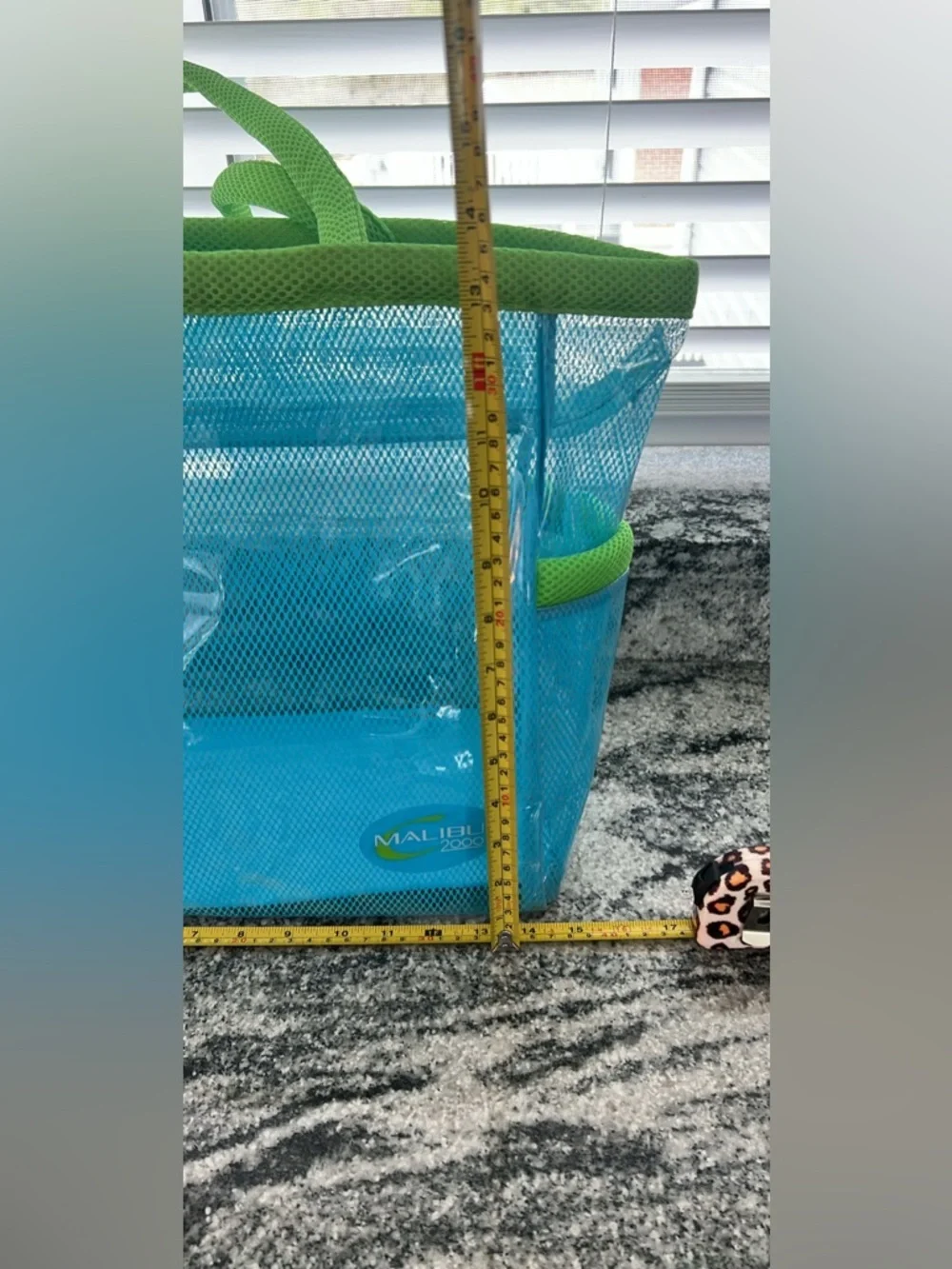 Malibu 2000 Blue Faux Mesh Clear Tote with Green Trim - Picture 4 of 4